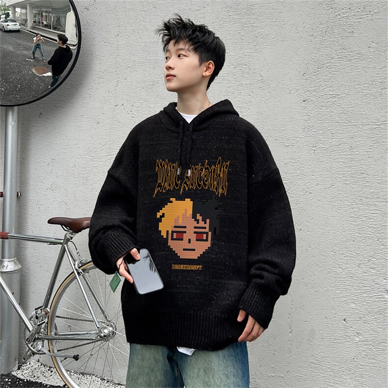 高品秋冬季连帽毛衣男复古慵懒风针织衫毛衣外套MYL3335-P65控88,男装针织衫/毛衣,电商B370