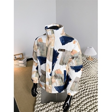 XZ-230-1MY703假模轻奢百搭水墨扎染涂鸦休闲立领面包服P118控158，鞋类箱包手腕包，星座230-1