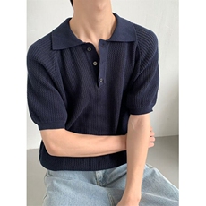 短袖针织POLO衫男士夏季薄款韩系镂空轻熟风翻领透气体恤衫Z95，男装Polo衫，星座1116A-2（原606A-1）