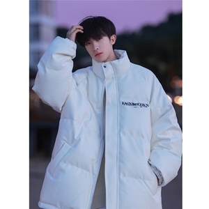 港风鳄鱼纹棉衣男手塞棉夹克PU皮棉服外套男8507P120控158图片