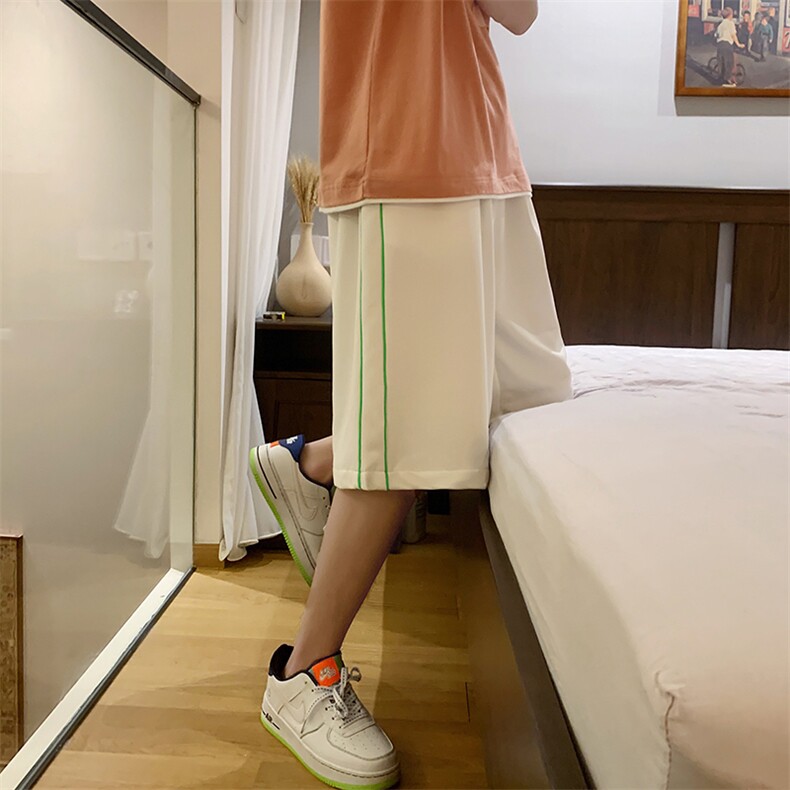 现货夏季港风条纹直筒松紧腰运动五分裤休闲短裤D201-DM30-P30,男装牛仔裤,电商D321-1