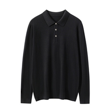 2025年秋季POLO领长袖时尚百搭通勤休闲，男装羊毛衫，朝思纯山羊绒