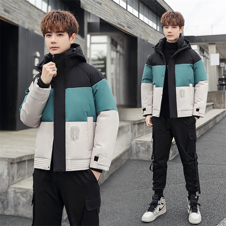 冬装潮流短款白鸭绒羽绒服韩版帅气拼色外套男士羽绒服9801-P100，男装羽绒服，星座1210A