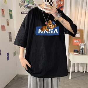 YT26247-P30 NASA亚短袖t恤男大码五分袖男宽松七分袖 海报风图片