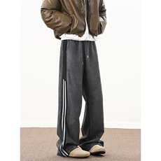 港风麂皮绒休闲裤直筒裤哈伦裤长裤A014-DY25218-P60控88，男装休闲裤，电商A014