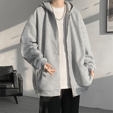 5XL-M潮流大码卫衣男休闲宽松情侣开衫连帽纯色卫衣外套WY07P38，男装卫衣，电商D206-1