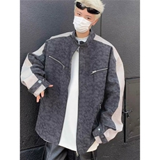 复古水洗做旧PU皮夹克男款秋冬cleanfit高级感垫肩立领机车服外套，男装夹克，星座506A