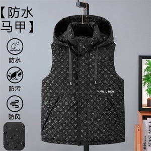秋冬新款棉马甲潮流商务印花活帽防水涂层三防马甲313B-HL618-P65图片