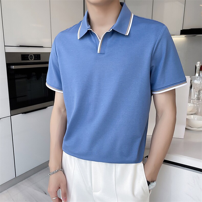 polo衫短袖男夏装男款t恤2023纯色男士商务上衣男装时尚短袖T恤,男装T恤,电商B212（原钱塘6029）