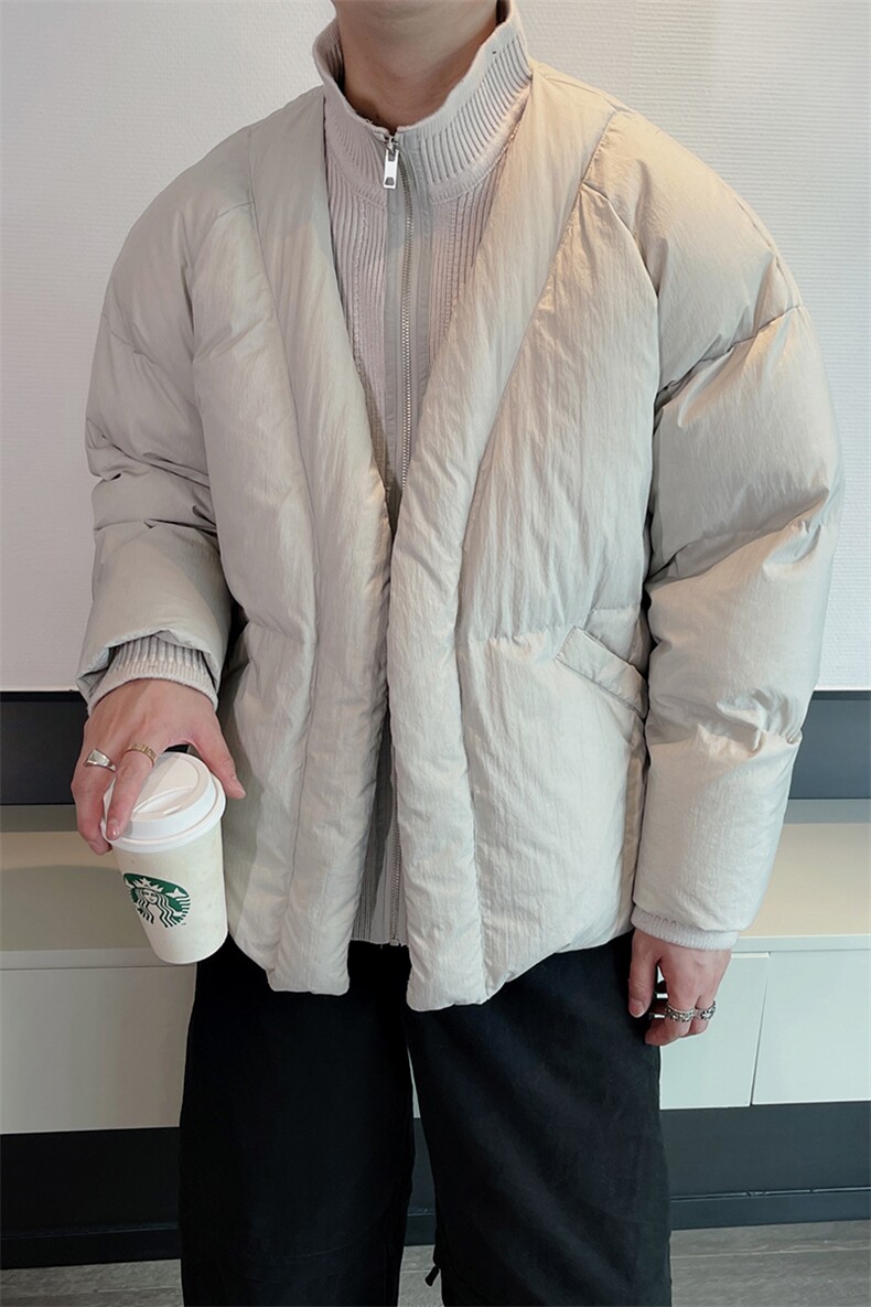 冬季高级感美式假两件立领保暖棉服男复古拼接短款棉衣潮M138P165,男装棉衣,电商B267