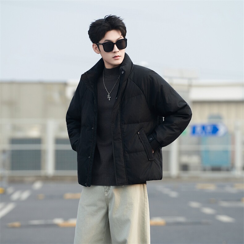 标90绒军咖抖音立领羽绒服男冬季2025新款外套Y960-M-3XL-p245，男装羽绒服，电商B255