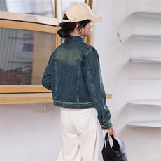 港风牛仔短外套女铆钉流苏毛边短款上衣2024秋季新款小个子夹克潮，女装牛仔外套，江南女神