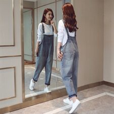 小脚裤潮流拼接气质九分裤2021年秋季吊带连体裤高腰，女装连体裤，布衣桑