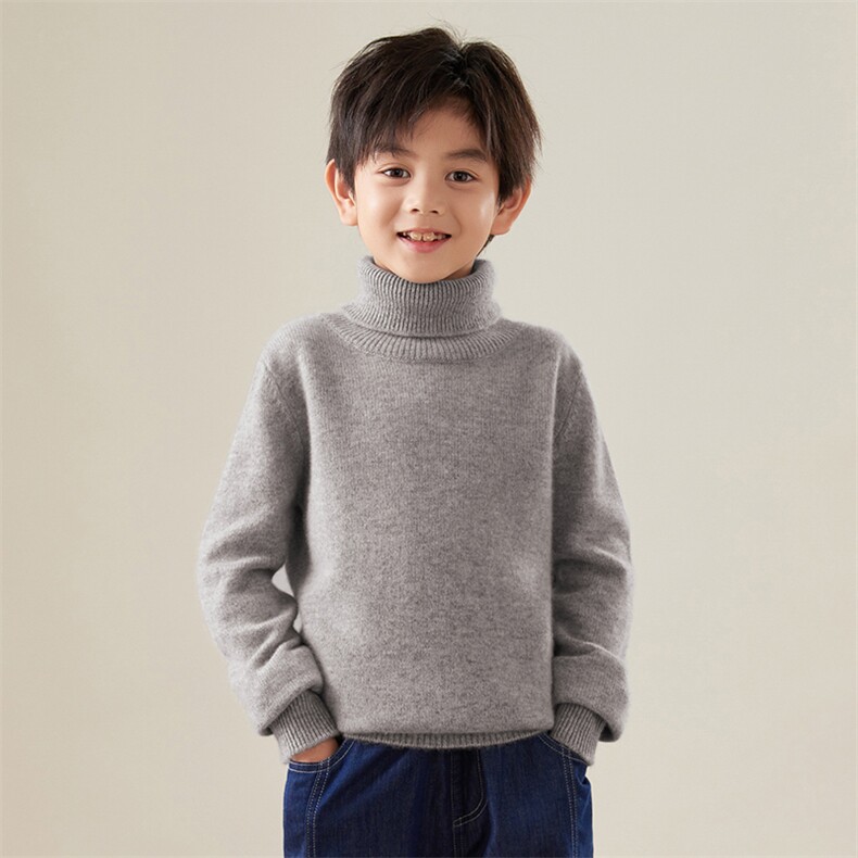 秋冬男女通用时尚百搭罗纹领口衫高翻领，童装卫衣/绒衫，贝美羊绒