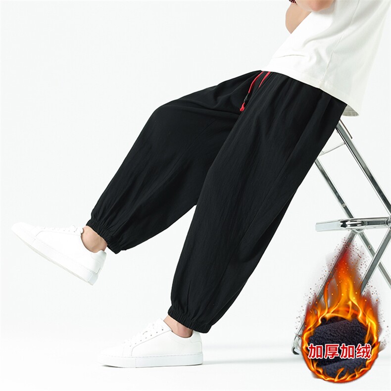 冬季加绒加厚禅修居士服僧侣灯笼裤风亚麻裤休闲长裤TP35,男装卫衣,星座225-1
