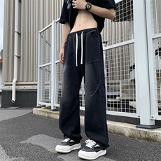 夏款男牛仔裤刀割渐变色直筒宽松长裤NK8P45，男装牛仔裤，星座1013-1