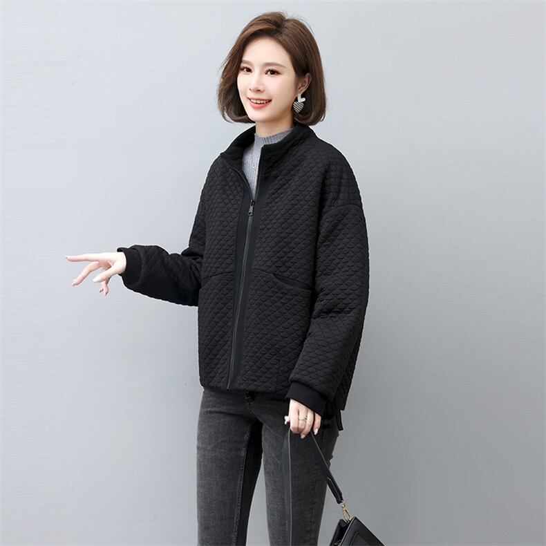 2023冬季新款拼接时尚休闲夹棉保暖舒适外套,女装棉衣/棉服,独衣靓