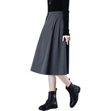 2021秋冬新品纯色纯棉休闲半身裙304款，女装半身裙，秋牧寒烟