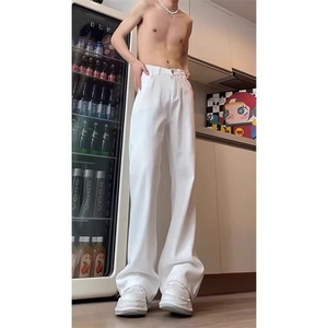 弹力柳叶弯刀牛仔裤男夏季潮牌美式高街窄版修身显瘦微喇直筒裤子