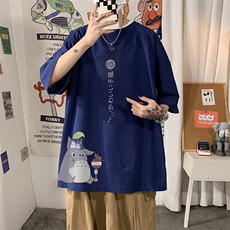 YT26152-P30亚短袖t恤男大码五分袖男宽松七分袖海报风，男装T恤，电商A040