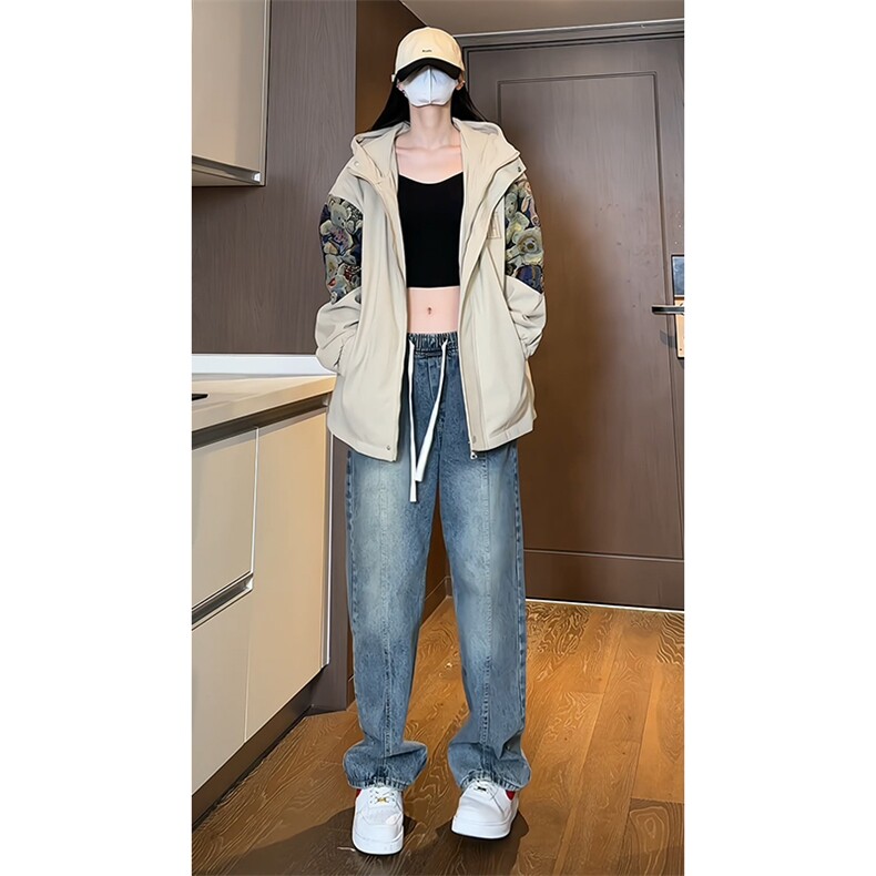 2024春季新款女模内景大码灯芯绒刺绣夹克M-5XHJ23945-特P65,男装夹克,电商A022