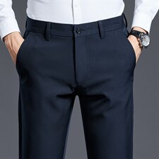 D9925秋冬新款男士商务休闲弹力纯色休闲裤免烫透气修身长裤P92图片
