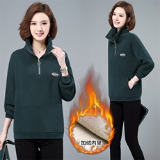 2023年秋季新款潮韩版加绒加厚卫衣女长袖保暖显瘦上衣服打底衫棉，女装卫衣/绒衫，简韵佳