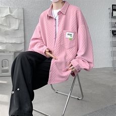 衬衫男2025春季新款港风宽松大码提花长袖衬衣CS027-P45，男装衬衫，星座214-3