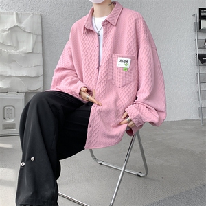 衬衫男2025春季新款港风宽松大码提花长袖衬衣CS027-P45图片