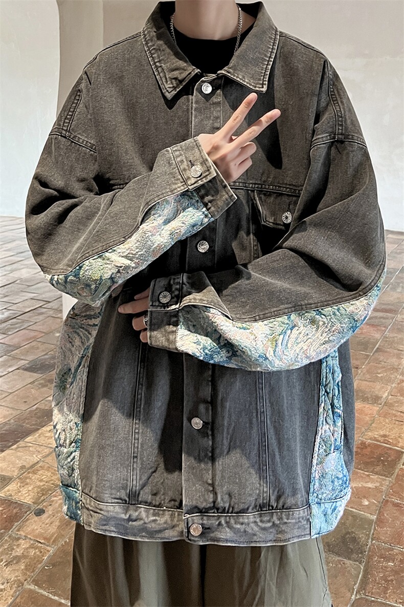 2026刺绣拼接牛仔夹克男大码M-5XL潮港风外套NZ77065P95控128,男装夹克,星座227-7