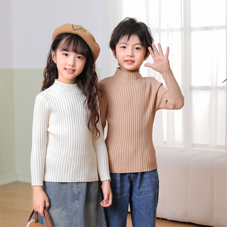 2024秋冬新款安迪绒童装抽条3-3半高领，童装卫衣/绒衫，绒颖羊绒