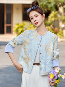 新中式国风刺绣气质短外套女2025春新款独特超漂亮薄款小香风上衣图片