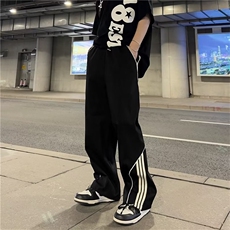 美式复古工装裤男藏蓝色宽松休闲裤长裤设计感直筒阔BK493-P40，男装休闲裤，星座1109-3