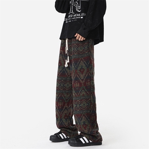 01秋冬民族风菱形格简约百搭直筒宽松休闲裤潮XZ211-1-K2445-P60图片