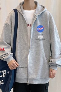 KS21243-P38 NASA连帽开衫卫衣男运动外套大码班服图片