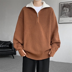 8XL-M立领半拉链毛衣男大码慵懒风宽松日系针织衫外套MY19002P78，男装针织衫/毛衣，电商B312