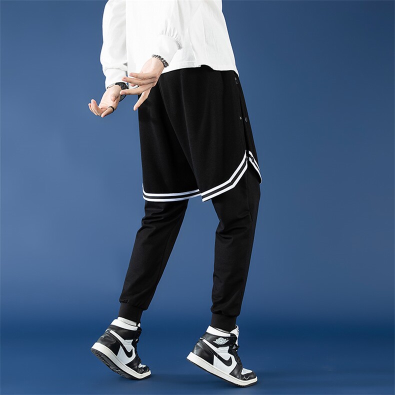 春季男士新款青少年酷霸假两件叠穿潮牌潮流修身休闲裤SK2118-P80,男装休闲裤,电商A128
