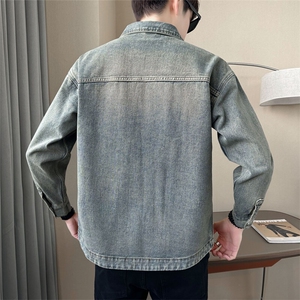 店主风水洗复古牛仔外套男装夹克宽松版C317-JK8163-P135图片