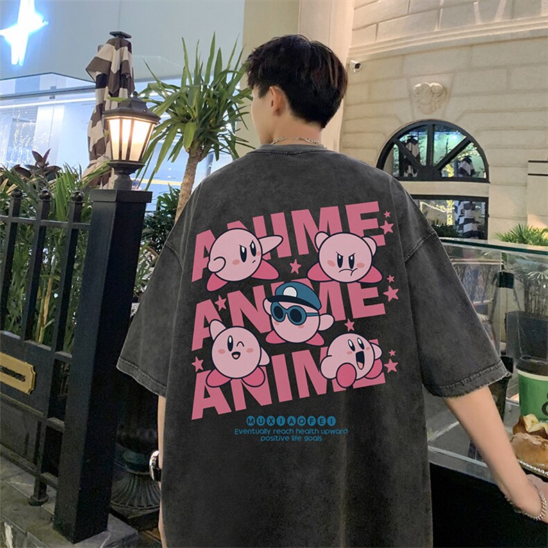 抖音供货、10万现货印花款230克水洗棉短袖T恤D223A-ST2358-P35,男装T恤,电商019-1