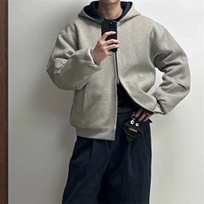 抖音得物高品质二开26春装美式重磅宽松结构双面连帽卫衣外套W68，女装短外套，电商A486-1