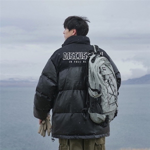 港风新款冬季时尚百搭宽松情侣PU皮棉服外套MY6403特批95控158图片