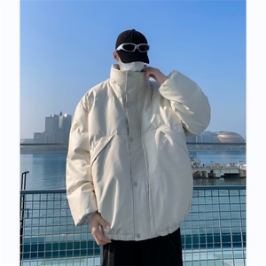 晋江羽绒棉服冬季加厚棉衣外套男高级感PU皮立领棉袄MF126-P89图片