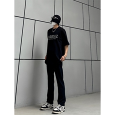 B221美式ins高街暗黑小众情侣毛巾绣直筒牛仔裤LK23021-P65控88，男装牛仔裤，电商B221