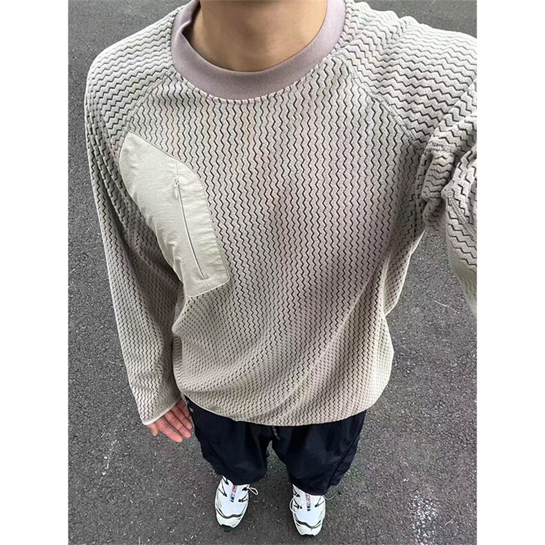 高品秋冬动态保暖绒感水波纹圆领抓绒卫衣打底衫男女A1147-P58,男装T恤,星座1505