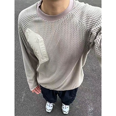 高品秋冬动态保暖绒感水波纹圆领抓绒卫衣打底衫男女A1147-P58，男装T恤，星座1505