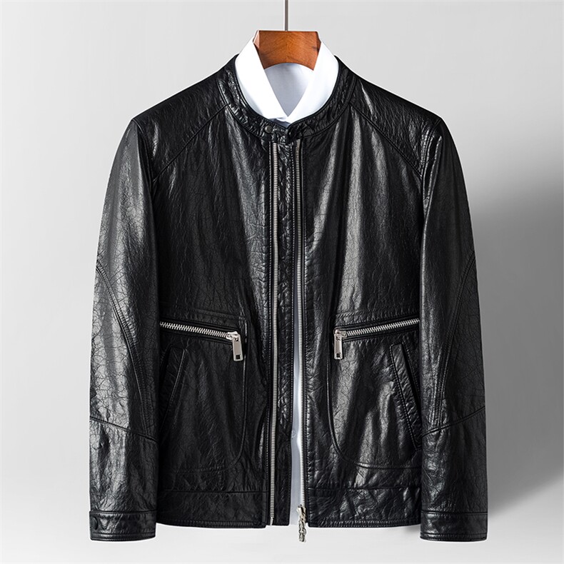 DLSN21050新款2021皮衣男头层牛皮油蜡夹克立领休闲外套P1030，男装皮衣，电商B360