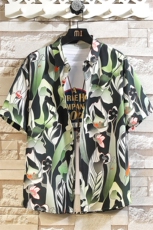 夏日大码套装宽松热带植物花衬衫男短袖痞帅两件套衣35裤23/TP58，男装T恤，电商A012