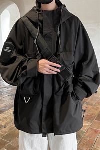 8XL-M特大码冲锋衣防水宽松工装风男夹克外套JK1306P90控118图片