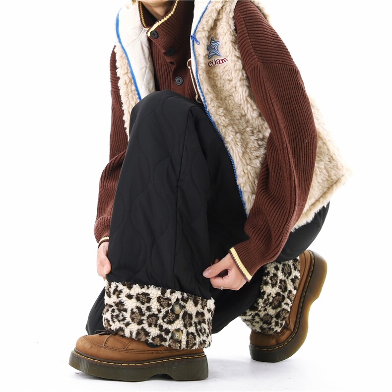 【现货】XZ612-K528-P65控98冬季棉裤葫芦纹豹纹羊羔绒滑雪裤，男装棉裤，星座612