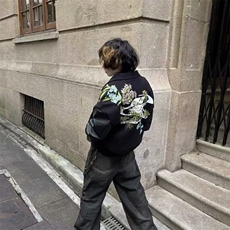 【有货】DJK89-P75美式街头花卉花环刺绣飞行夹克男潮棒球服，男装夹克，星座603-2